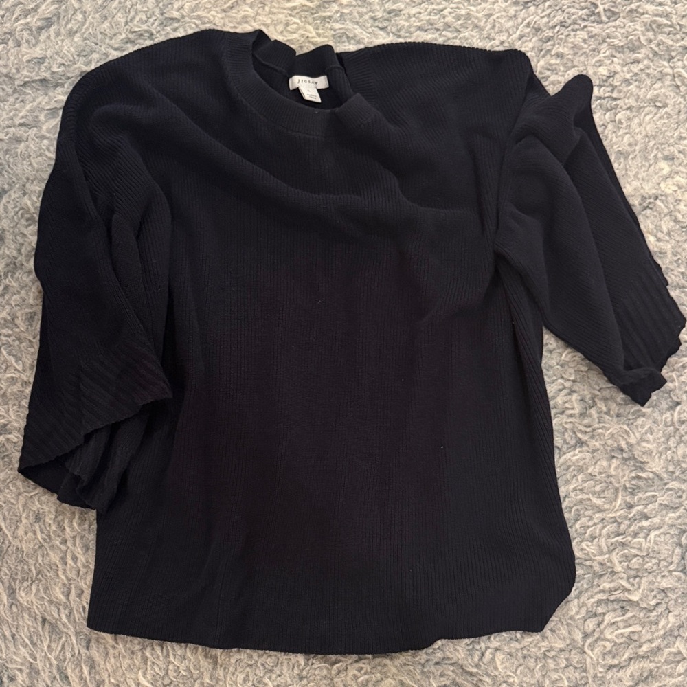 Jigsaw Black Ribbed Sweatshirt